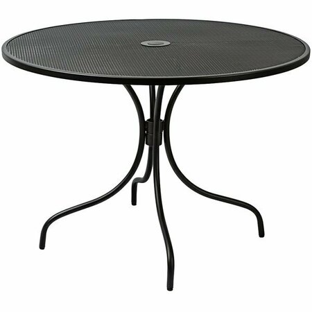 BFM SEATING Barnegat 42'' Round Black Steel Outdoor / Indoor Dining Height Table with Umbrella Hole 163SU42RBLD